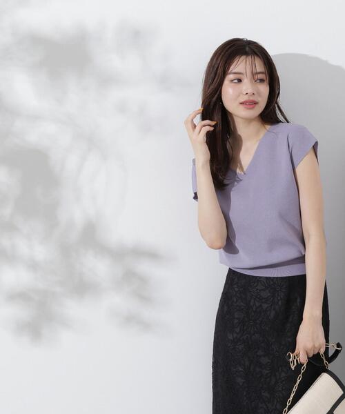 PROPORTION BODY DRESSING（プロポーションボディドレッシング）の「総針Ｖネックニット / 1214270704（ニット/セーター・レディース・パープル/ブラウン/ホワイト系その他/ブルー・FREE）」の10枚目の写真