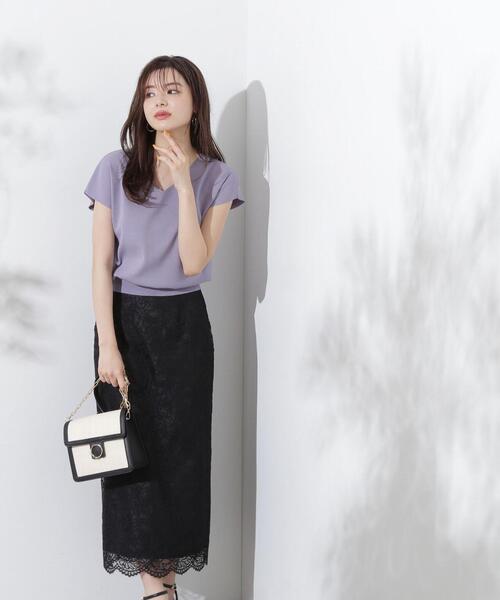 PROPORTION BODY DRESSING（プロポーションボディドレッシング）の「総針Ｖネックニット / 1214270704（ニット/セーター・レディース・パープル/ブラウン/ホワイト系その他/ブルー・FREE）」の7枚目の写真