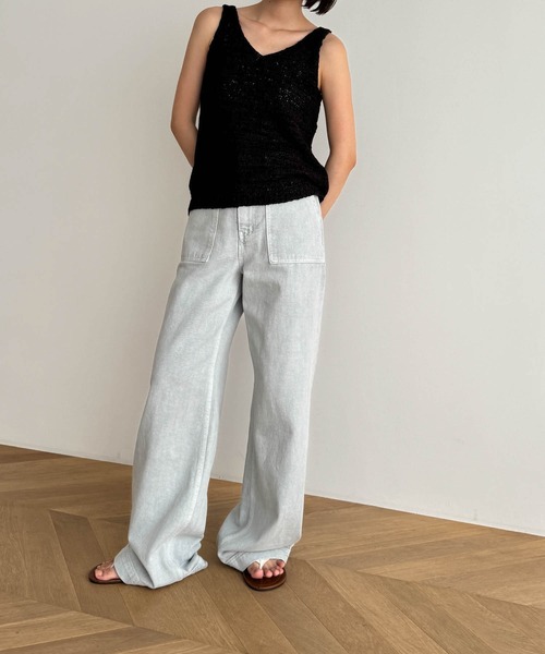 CANAL JEAN（キャナルジーン）の「El mar　オープンネックサマーニットタンク（タンクトップ・レディース・アイボリー/ベージュ/ブラック・ONE SIZE）」の9枚目の写真