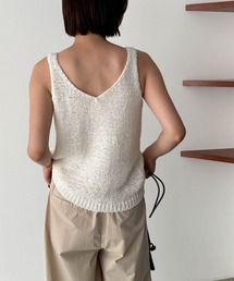 エルマール　オープンネックボタンニットタンク CANAL JEAN（キャナルジーン）の「El mar オープンネックボタン