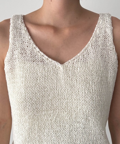 CANAL JEAN（キャナルジーン）の「El mar　オープンネックサマーニットタンク（タンクトップ・レディース・アイボリー/ベージュ/ブラック・ONE SIZE）」の16枚目の写真