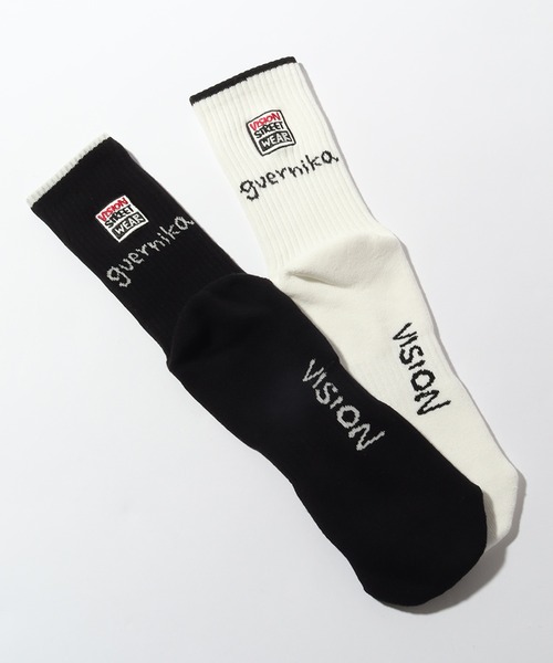 VISION STREET WEAR(ヴィジョンストリートウェア)の「【VISION STREET WEAR×guernika/ヴィジョンストリートウェア×ゲルニカ】ダブルネーム ロゴ ミドルスケーターソックス(ソックス/靴下・メンズ・ホワイト/ブラック・25~27cm/23~25cm)」の5枚目の写真