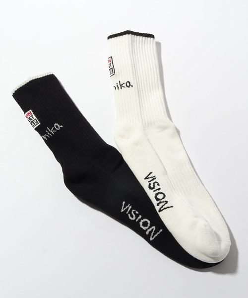 VISION STREET WEAR(ヴィジョンストリートウェア)の「【VISION STREET WEAR×guernika/ヴィジョンストリートウェア×ゲルニカ】ダブルネーム ロゴ ミドルスケーターソックス(ソックス/靴下・メンズ・ホワイト/ブラック・25~27cm/23~25cm)」の6枚目の写真