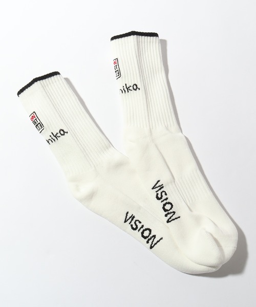 VISION STREET WEAR(ヴィジョンストリートウェア)の「【VISION STREET WEAR×guernika/ヴィジョンストリートウェア×ゲルニカ】ダブルネーム ロゴ ミドルスケーターソックス(ソックス/靴下・メンズ・ホワイト/ブラック・25~27cm/23~25cm)」の4枚目の写真