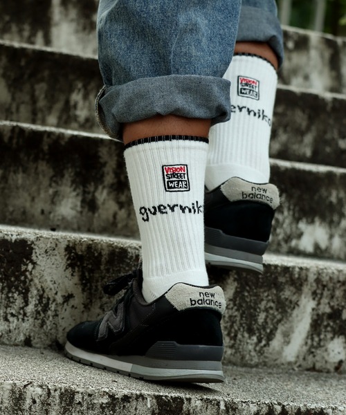 VISION STREET WEAR(ヴィジョンストリートウェア)の「【VISION STREET WEAR×guernika/ヴィジョンストリートウェア×ゲルニカ】ダブルネーム ロゴ ミドルスケーターソックス(ソックス/靴下・メンズ・ホワイト/ブラック・25~27cm/23~25cm)」の14枚目の写真