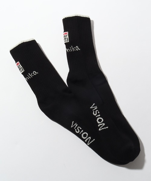 VISION STREET WEAR(ヴィジョンストリートウェア)の「【VISION STREET WEAR×guernika/ヴィジョンストリートウェア×ゲルニカ】ダブルネーム ロゴ ミドルスケーターソックス(ソックス/靴下・メンズ・ホワイト/ブラック・25~27cm/23~25cm)」の3枚目の写真