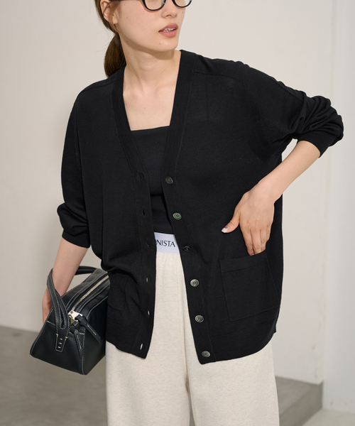 FRAMeWORK(フレームワーク)の「≪追加≫イタリアヤーン basic Vネックカーディガン(カーディガン/ボレロ・レディース・ベージュ/ブラック/ライトグレー・FREE)」の22枚目の写真