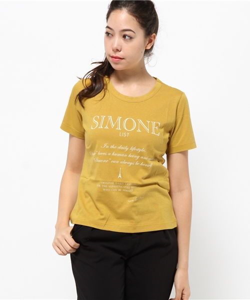 SIMONE LIST（シモーヌリスト）の「コットンプリントTシャツ（Tシャツ/カットソー・レディース・パープル/マスタード/グレー/バイオレット/ホワイト/ブラック/カーキ/スカイブルー・38）」の8枚目の写真