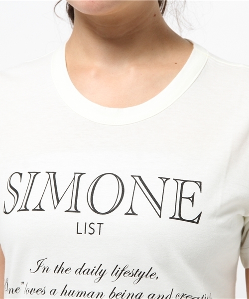 SIMONE LIST（シモーヌリスト）の「コットンプリントTシャツ（Tシャツ/カットソー・レディース・パープル/マスタード/グレー/バイオレット/ホワイト/ブラック/カーキ/スカイブルー・38）」の16枚目の写真