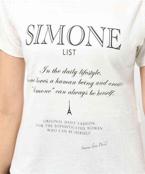 SIMONE LIST（シモーヌリスト）の「コットンプリントTシャツ（Tシャツ/カットソー・レディース・パープル/マスタード/グレー/バイオレット/ホワイト/ブラック/カーキ/スカイブルー・38）」の10枚目の写真