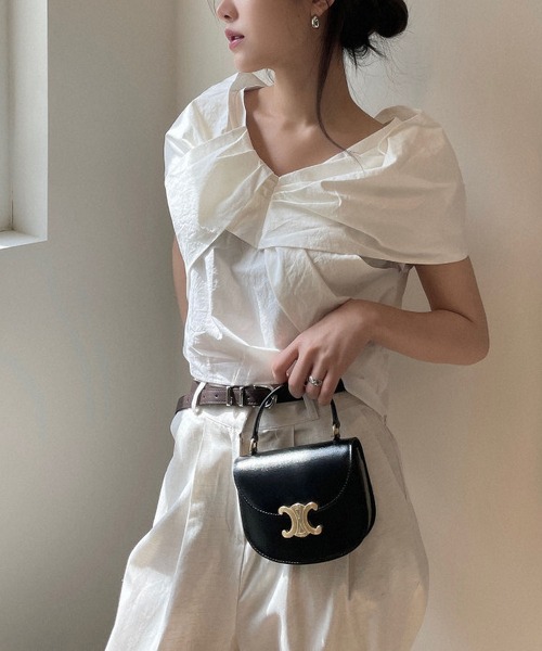 MAISON DE THERESE(メゾン ド テレーズ)の「Vネックブラウス(シャツ/ブラウス・レディース・ホワイト/ブラック・FREE)」の12枚目の写真
