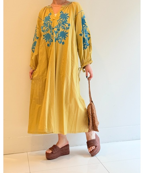 サラマリカCotton Linen Big Flower Emb Dress