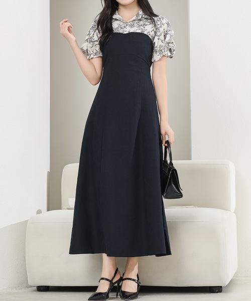 Lace Ladies(レースレディース)の「フリル袖 ドッキング カットアウト シャツ ワンピース(ワンピース・レディース・グレイッシュベージュ/ブラック/ネイビー・S/FREE)」の3枚目の写真