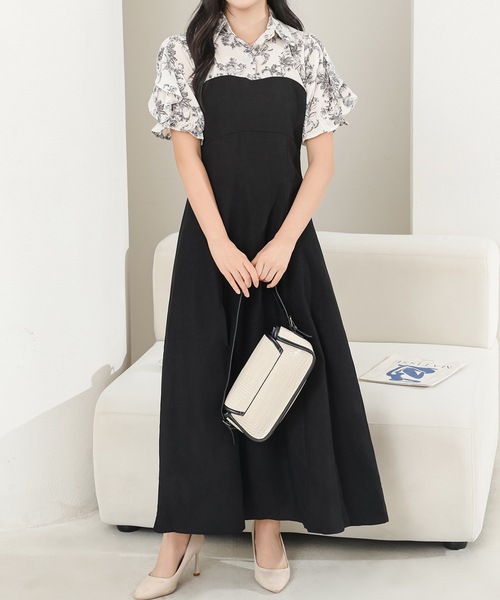 Lace Ladies(レースレディース)の「フリル袖 ドッキング カットアウト シャツ ワンピース(ワンピース・レディース・グレイッシュベージュ/ブラック/ネイビー・S/FREE)」の22枚目の写真