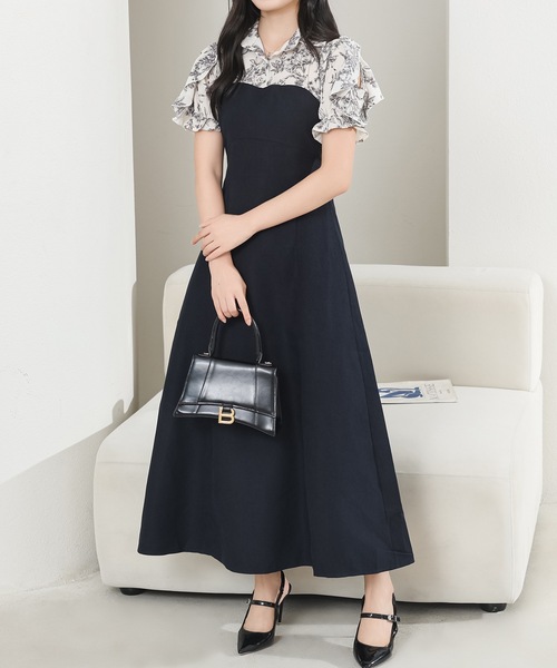 Lace Ladies(レースレディース)の「フリル袖 ドッキング カットアウト シャツ ワンピース(ワンピース・レディース・グレイッシュベージュ/ブラック/ネイビー・S/FREE)」の21枚目の写真