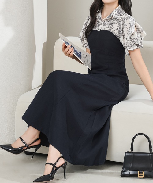 Lace Ladies(レースレディース)の「フリル袖 ドッキング カットアウト シャツ ワンピース(ワンピース・レディース・グレイッシュベージュ/ブラック/ネイビー・S/FREE)」の20枚目の写真