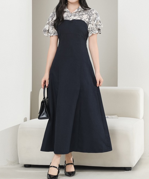Lace Ladies(レースレディース)の「フリル袖 ドッキング カットアウト シャツ ワンピース(ワンピース・レディース・グレイッシュベージュ/ブラック/ネイビー・S/FREE)」の19枚目の写真