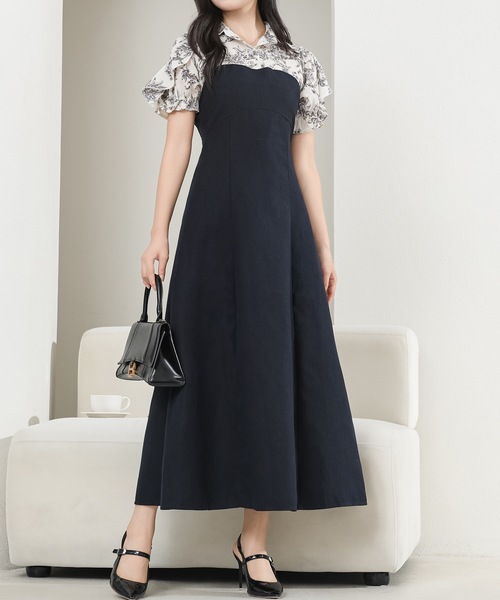 Lace Ladies(レースレディース)の「フリル袖 ドッキング カットアウト シャツ ワンピース(ワンピース・レディース・グレイッシュベージュ/ブラック/ネイビー・S/FREE)」の17枚目の写真