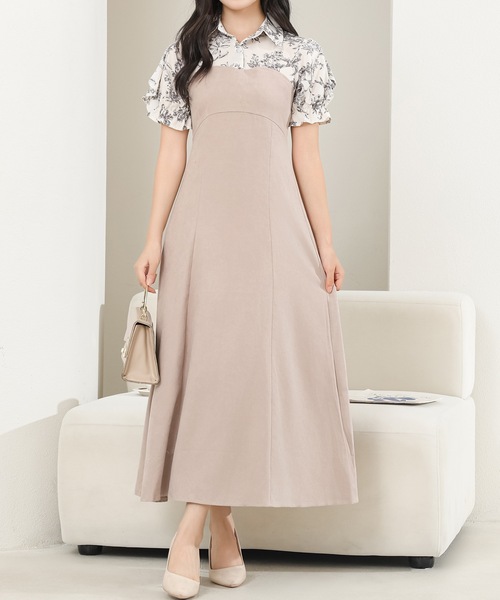Lace Ladies(レースレディース)の「フリル袖 ドッキング カットアウト シャツ ワンピース(ワンピース・レディース・グレイッシュベージュ/ブラック/ネイビー・S/FREE)」の16枚目の写真