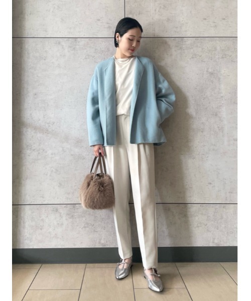 Mila Owen（ミラオーウェン）の「後ろゴム2タックテーパードパンツ【手洗い可能】（その他パンツ・レディース・キャメル/アイボリー/ブラック・0/1）」の19枚目の写真