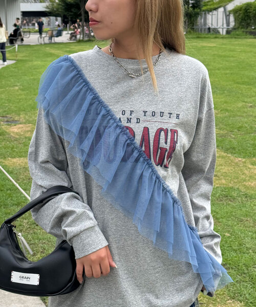 CIAOPANIC(チャオパニック)の「チュールデザインロゴロンTシャツ(Tシャツ/カットソー・レディース・ホワイト/グレー/ブラック・ONE SIZE)」の19枚目の写真