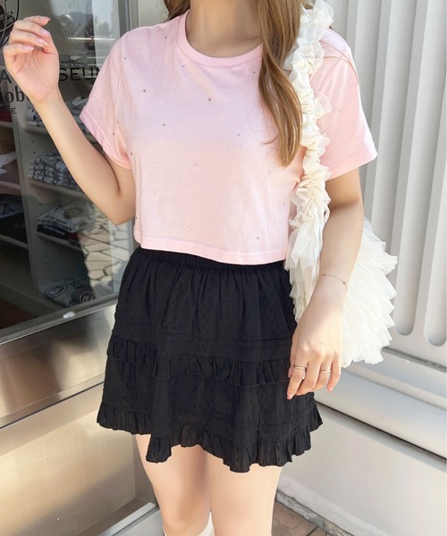 apres jour(アプレジュール)の「ラインストーンTシャツ【ZOZOTOWN限定アイテム】(Tシャツ/カットソー・レディース・ブラック/ブルー/オフホワイト/イエロー/ピンク・X-LARGE/フリー)」の5枚目の写真