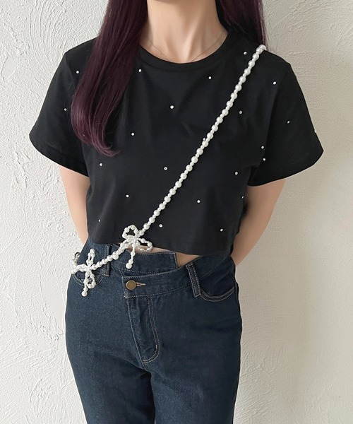 apres jour(アプレジュール)の「ラインストーンTシャツ【ZOZOTOWN限定アイテム】(Tシャツ/カットソー・レディース・ブラック/ブルー/オフホワイト/イエロー/ピンク・X-LARGE/フリー)」の6枚目の写真