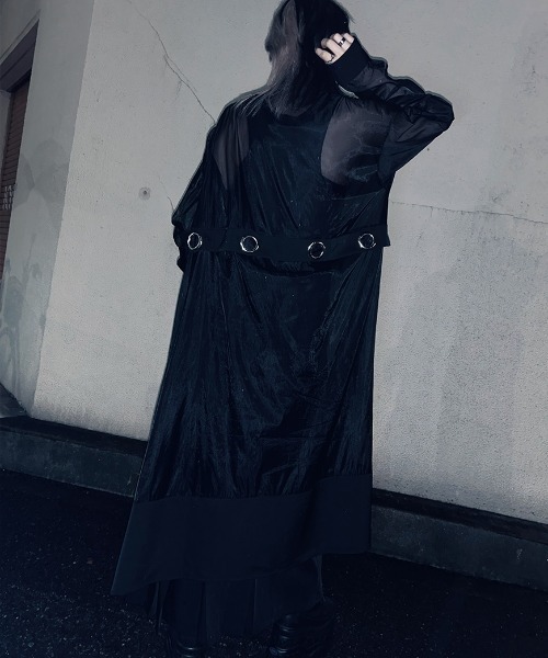 ililil(イルイルイル)の「『ililil/イルイルイル』【深淵纏羽】オーガンジー切り替えハトメロングシャツ(シャツ/ブラウス・メンズ・ブラック・FREE)」の8枚目の写真