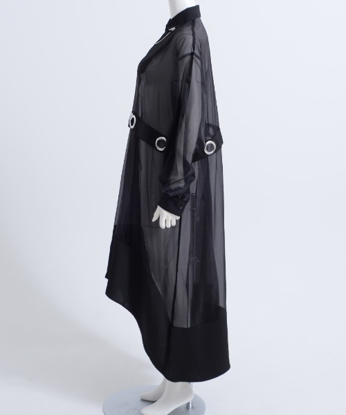 ililil(イルイルイル)の「『ililil/イルイルイル』【深淵纏羽】オーガンジー切り替えハトメロングシャツ(シャツ/ブラウス・メンズ・ブラック・FREE)」の19枚目の写真