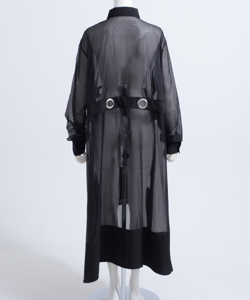 ililil(イルイルイル)の「『ililil/イルイルイル』【深淵纏羽】オーガンジー切り替えハトメロングシャツ(シャツ/ブラウス・メンズ・ブラック・FREE)」の18枚目の写真