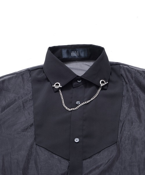 ililil(イルイルイル)の「『ililil/イルイルイル』【深淵纏羽】オーガンジー切り替えハトメロングシャツ(シャツ/ブラウス・メンズ・ブラック・FREE)」の17枚目の写真