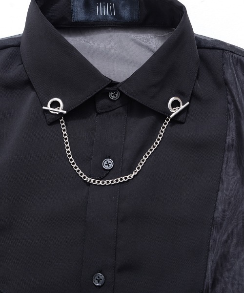 ililil(イルイルイル)の「『ililil/イルイルイル』【深淵纏羽】オーガンジー切り替えハトメロングシャツ(シャツ/ブラウス・メンズ・ブラック・FREE)」の16枚目の写真