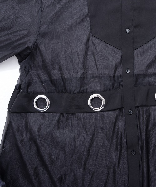 ililil(イルイルイル)の「『ililil/イルイルイル』【深淵纏羽】オーガンジー切り替えハトメロングシャツ(シャツ/ブラウス・メンズ・ブラック・FREE)」の15枚目の写真