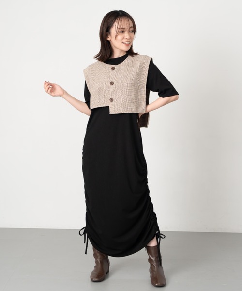 Formeque(フォルミーク)の「【Formeque】アシンメトリーベスト(ベスト・レディース・ベージュ/ブラック・FREE)」の6枚目の写真