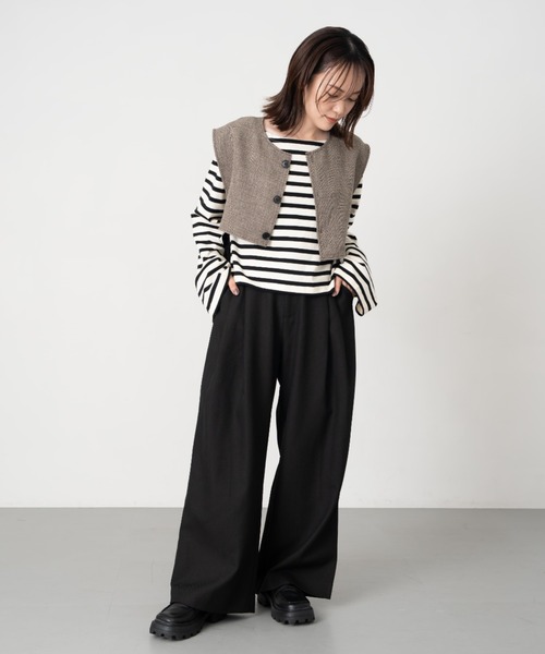 Formeque(フォルミーク)の「【Formeque】アシンメトリーベスト(ベスト・レディース・ベージュ/ブラック・FREE)」の17枚目の写真