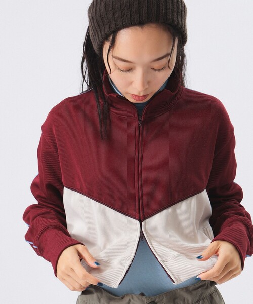 BEAMS BOY（ビームスボーイ）の「ライン ディティール フルジップ ロングスリーブ（ジャージ・レディース・オレンジ/バーガンディー・ONE SIZE）」の4枚目の写真