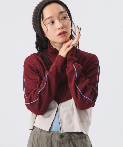 BEAMS BOY（ビームスボーイ）の「ライン ディティール フルジップ ロングスリーブ（ジャージ・レディース・オレンジ/バーガンディー・ONE SIZE）」の5枚目の写真