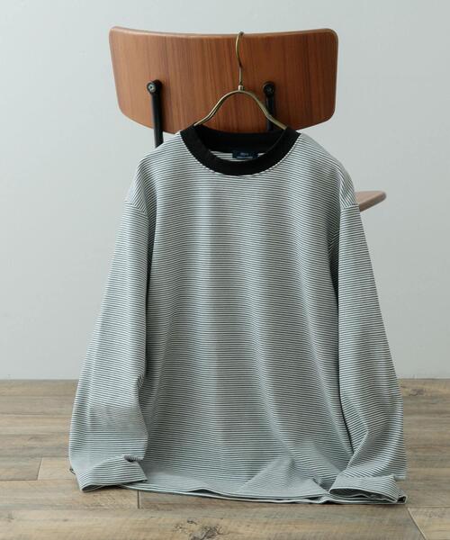 ITEMS URBANRESEARCH(アイテムズ アーバンリサーチ)の「起毛ボーダー ロングスリーブカットソー(Tシャツ/カットソー・メンズ・ベージュ/ホワイト/ブラック・MEDIUM/LARGE)」の2枚目の写真