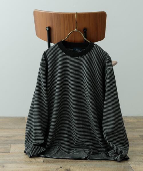 ITEMS URBANRESEARCH(アイテムズ アーバンリサーチ)の「起毛ボーダー ロングスリーブカットソー(Tシャツ/カットソー・メンズ・ベージュ/ホワイト/ブラック・MEDIUM/LARGE)」の1枚目の写真