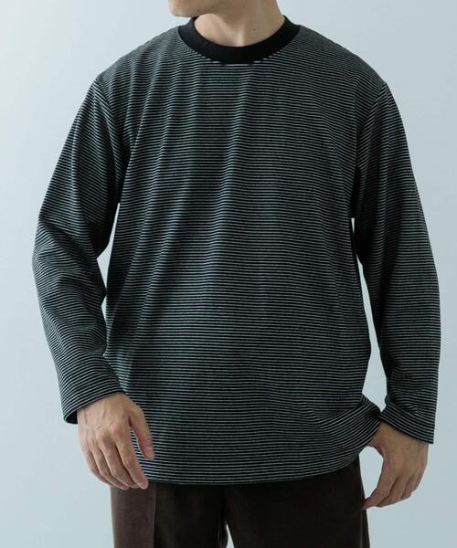 ITEMS URBANRESEARCH(アイテムズ アーバンリサーチ)の「起毛ボーダー ロングスリーブカットソー(Tシャツ/カットソー・メンズ・ベージュ/ホワイト/ブラック・MEDIUM/LARGE)」の5枚目の写真