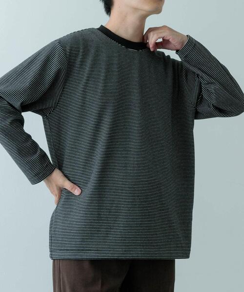 ITEMS URBANRESEARCH(アイテムズ アーバンリサーチ)の「起毛ボーダー ロングスリーブカットソー(Tシャツ/カットソー・メンズ・ベージュ/ホワイト/ブラック・MEDIUM/LARGE)」の6枚目の写真