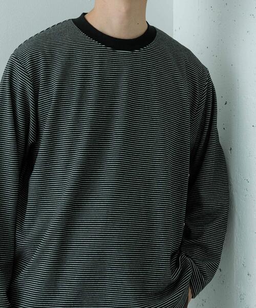 ITEMS URBANRESEARCH(アイテムズ アーバンリサーチ)の「起毛ボーダー ロングスリーブカットソー(Tシャツ/カットソー・メンズ・ベージュ/ホワイト/ブラック・MEDIUM/LARGE)」の7枚目の写真