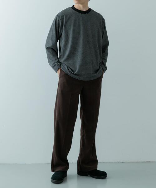 ITEMS URBANRESEARCH(アイテムズ アーバンリサーチ)の「起毛ボーダー ロングスリーブカットソー(Tシャツ/カットソー・メンズ・ベージュ/ホワイト/ブラック・MEDIUM/LARGE)」の9枚目の写真