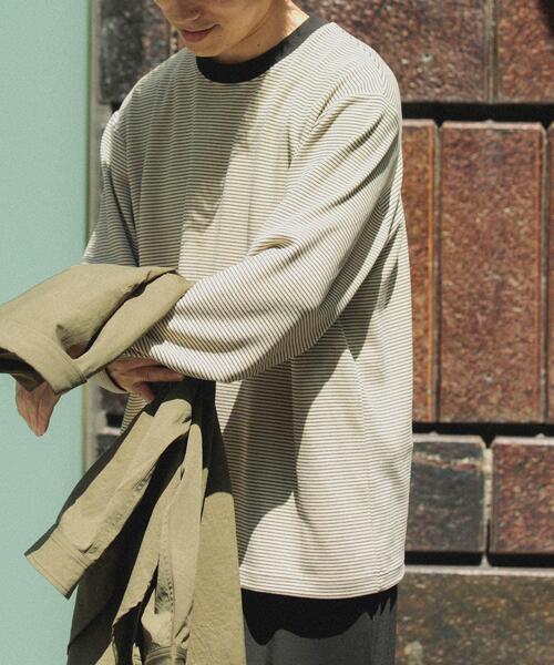 ITEMS URBANRESEARCH(アイテムズ アーバンリサーチ)の「起毛ボーダー ロングスリーブカットソー(Tシャツ/カットソー・メンズ・ベージュ/ホワイト/ブラック・MEDIUM/LARGE)」の12枚目の写真