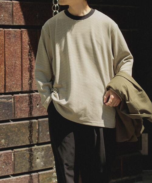 ITEMS URBANRESEARCH(アイテムズ アーバンリサーチ)の「起毛ボーダー ロングスリーブカットソー(Tシャツ/カットソー・メンズ・ベージュ/ホワイト/ブラック・MEDIUM/LARGE)」の14枚目の写真