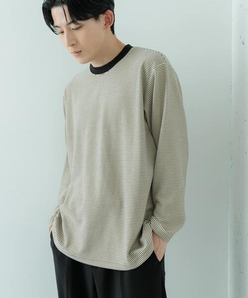 ITEMS URBANRESEARCH(アイテムズ アーバンリサーチ)の「起毛ボーダー ロングスリーブカットソー(Tシャツ/カットソー・メンズ・ベージュ/ホワイト/ブラック・MEDIUM/LARGE)」の17枚目の写真
