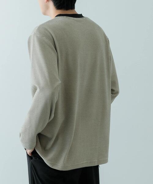 ITEMS URBANRESEARCH(アイテムズ アーバンリサーチ)の「起毛ボーダー ロングスリーブカットソー(Tシャツ/カットソー・メンズ・ベージュ/ホワイト/ブラック・MEDIUM/LARGE)」の19枚目の写真