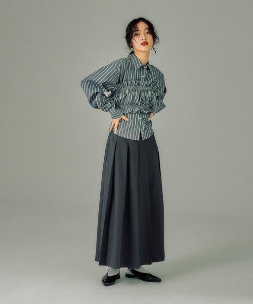 LEPSIM（レプシィム）の「【FOR I SERIES】プリーツデザインスカート　146398（スカート・レディース・ブラウン/チャコールグレー・FREE）」の10枚目の写真