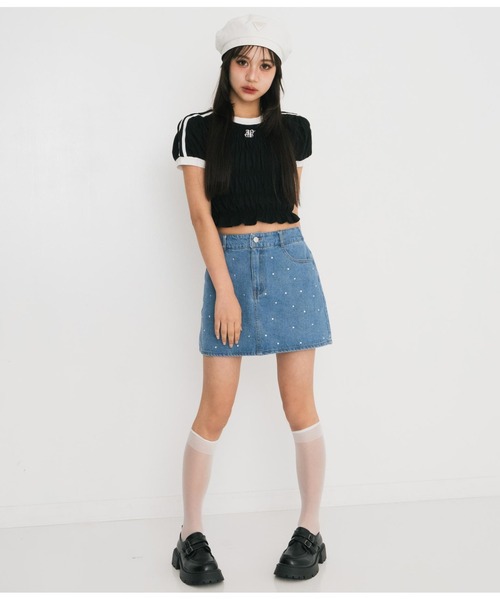 ANAP GiRL(アナップガール)の「【ティーンズライン】シルバープレート付きベレー帽(ハンチング/ベレー帽・キッズ・ホワイト/ブラック・FREE)」の7枚目の写真