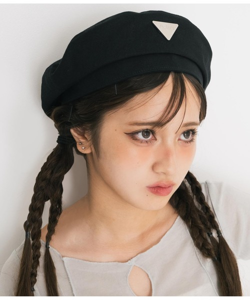 ANAP GiRL(アナップガール)の「【ティーンズライン】シルバープレート付きベレー帽(ハンチング/ベレー帽・キッズ・ホワイト/ブラック・FREE)」の20枚目の写真
